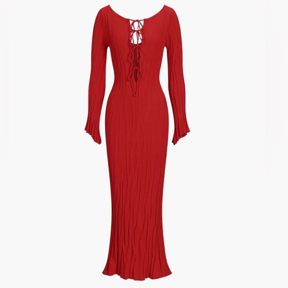 Tie-Front Red Dress